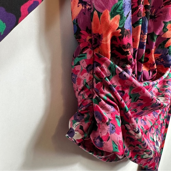 Zara Floral V-Neck Wrap Top - Multicolor | US Size Small - Picture 6 of 12